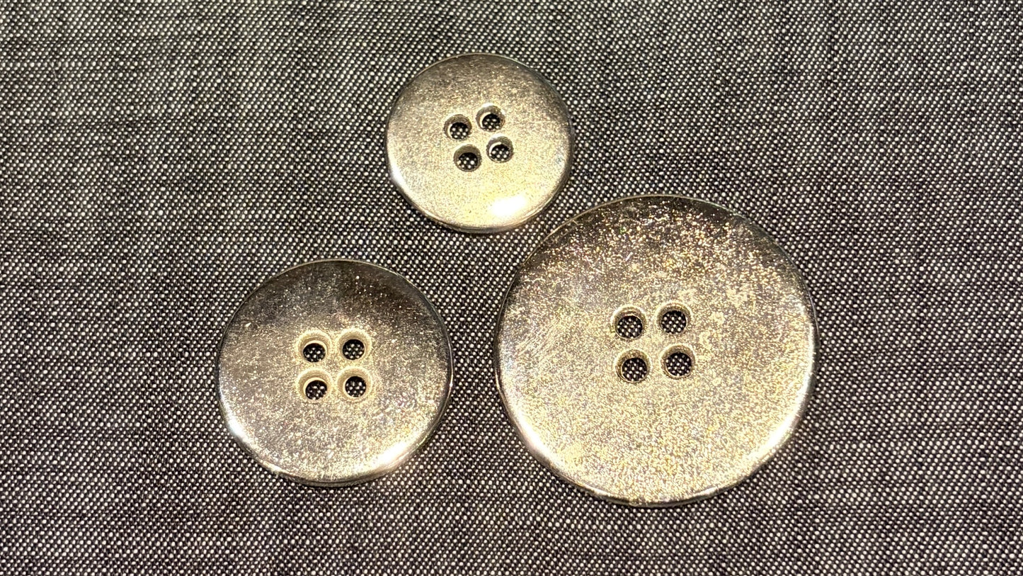 Silver Disc Button in 3 Sizes