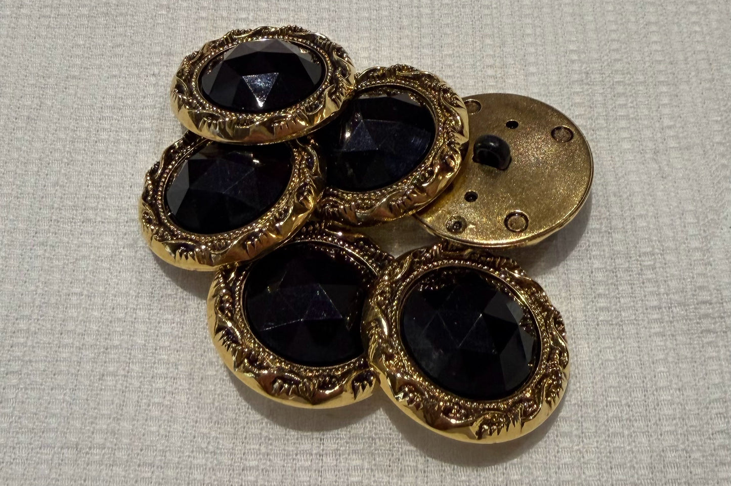 Black and Gold Shank Button (Set of 6)