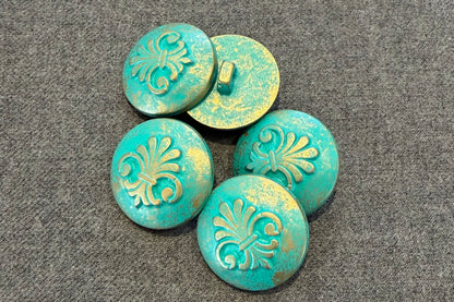 Green and Copper Shank Button