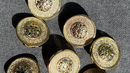 Gold Shank Button with Centre Flower