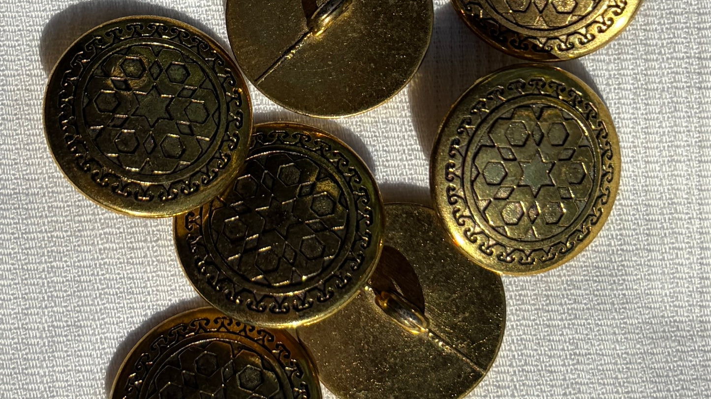 Gold Shank Button with Textured Pattern