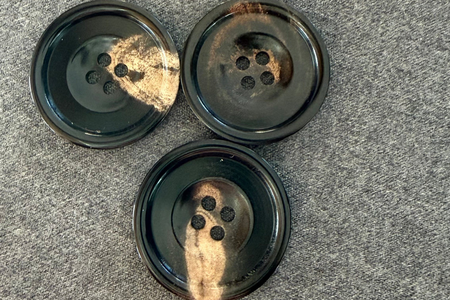 Natural Horn Button with Polished Finish (Three Sizes)