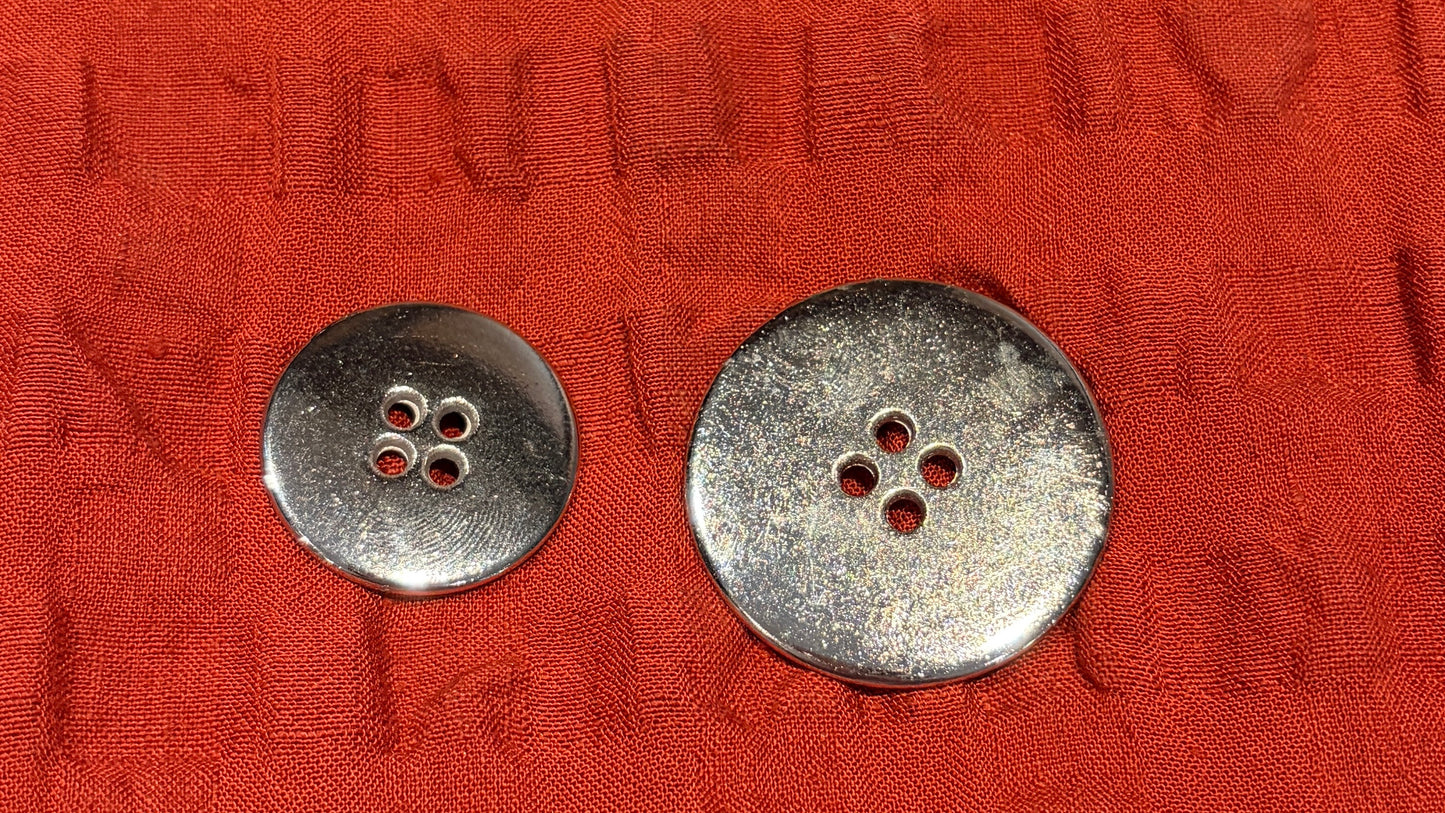 Silver Disc Button in 3 Sizes