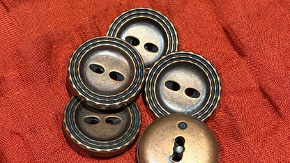 Bronze Two-hole Button with a Textured Edge