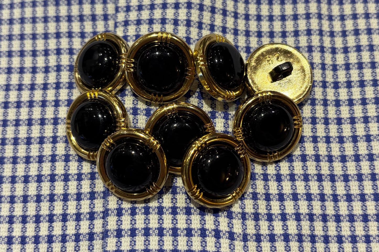Black and Gold Shank Button (Set of 9)