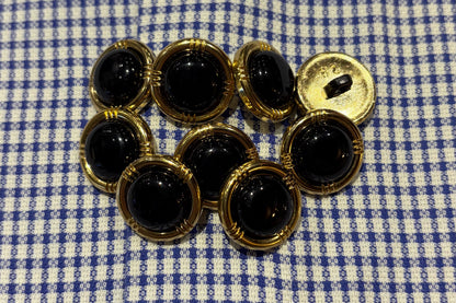 Black and Gold Shank Button (Set of 9)