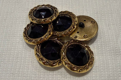 Black and Gold Shank Button (Set of 6)