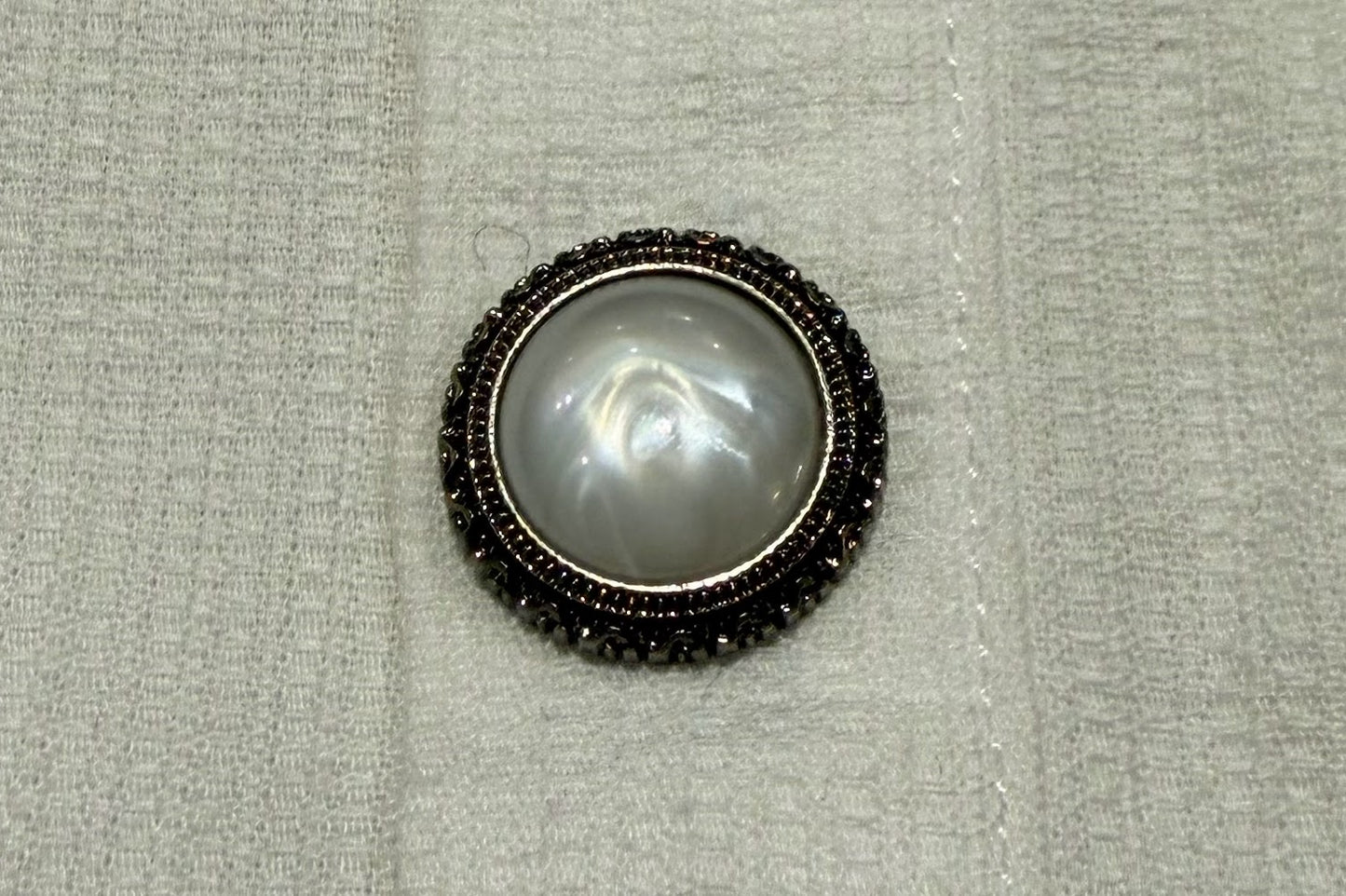 Ornate Silver and Pearl Shank Button (Set of 6)