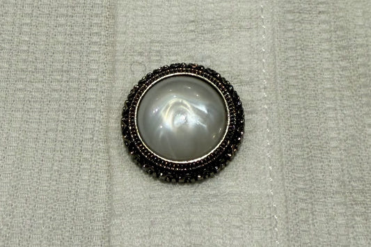 Ornate Silver and Pearl Shank Button (Set of 6)