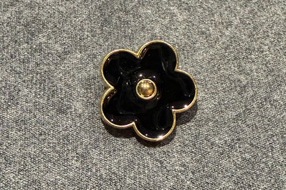 Black Flower Shank Button (Set of 8)